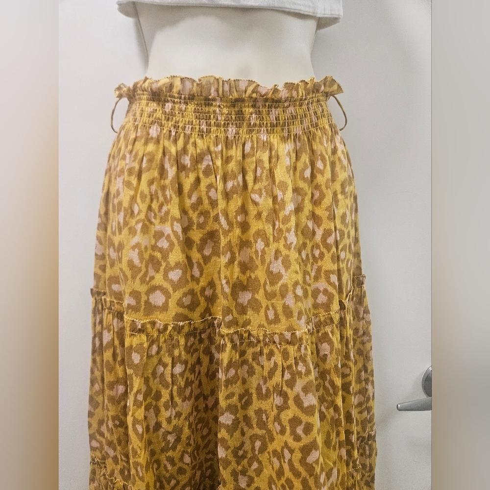 Zimmermann Carnaby Leopard-Print Cotton-Voile Maxi Skirt Mob Wife Size 1 - Picture 6 of 7